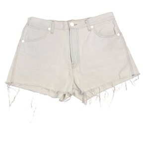Re/Done Light 01 White Raw Hem Cotton Denim Mini Shorts Size 10/30